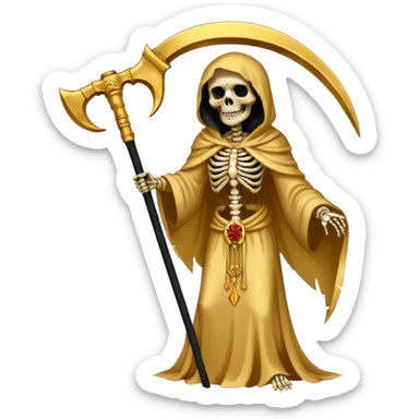 la santa muerte gold with large scythe  sticker
