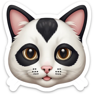 a black and white chat, with mustache birthmark in the mouth sticker