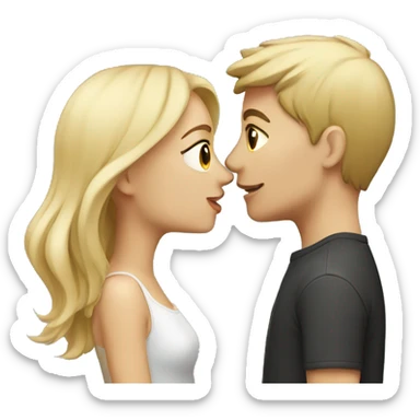 brunette girl and blonde boy kissing  sticker