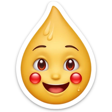 Emoji face with water drop on head but make water drop red sticker