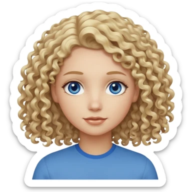Curly blond blue eyes. Long hair cool beige blond. Longer hair beige ash blonde. sticker