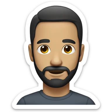 full Man with short black hair and circular beard sticker