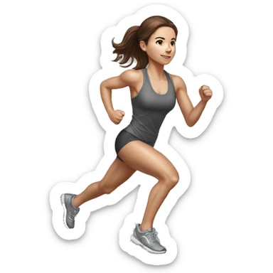 Full length hyperrealistic pencil drawing of athletic girl with brown hair doing cardio sticker
