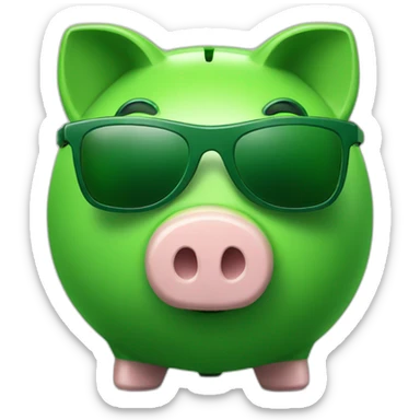 green piggybank with green sunglasses sticker