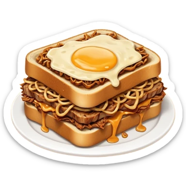 BBQ pulled pork frisco melt on texas toast with crispy onions  sticker