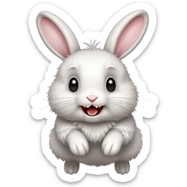 rabbit with buckteeth and crossed eyes jumping excitedly sticker