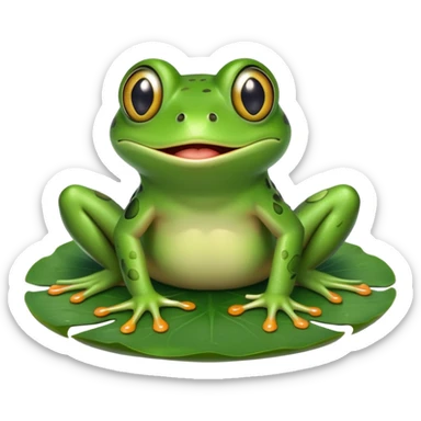 frog slipping on a lily pad with shocked expression sticker