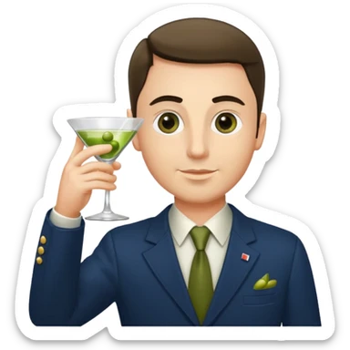 Emoji of a guy respectfully saluting by rising glass of martini cocktail like this 🍸 sticker