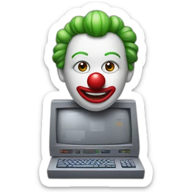 apple computer with clown facepaint sticker