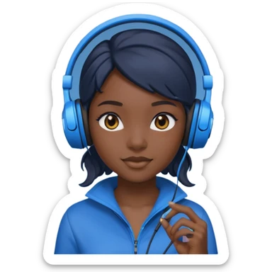 black girl streamer with blue gaming head set sticker