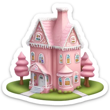 Cute pastel pink gingerbread house mansion sticker