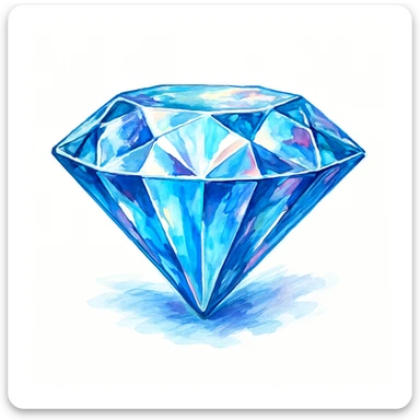 Сгенерируй мне Бриллиант, в чуть рисованном стиле. На чисто белом фоне. БЕЗ НАДПИСЕЙ. Но при этом объмная и яркая sticker