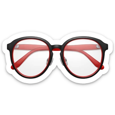 Red Glasses with subtle shine and curved frame edges. sticker