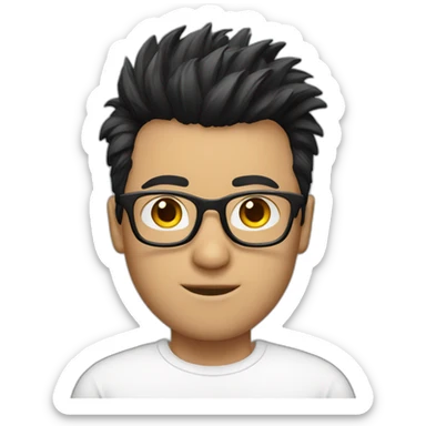 a guy with white coloured spectacles,black coloured Fauxhawk hairstyle sticker