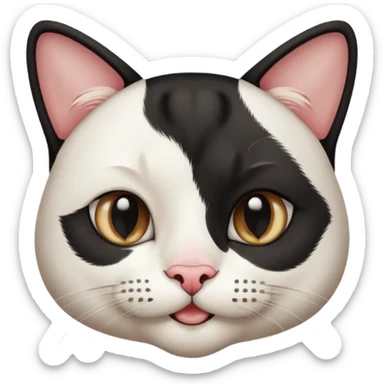a black and white chat, with mustache birthmark in the mouth sticker