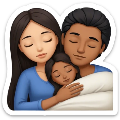Brown Latino man with long black hair sleeping with brown hair Filipina sticker