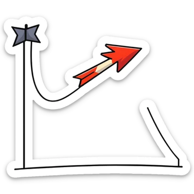 Arrow curving around an obstacle to reach target sticker