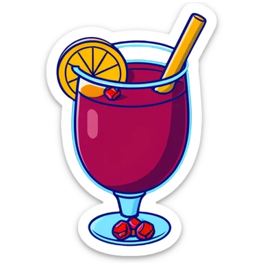 frozen slushy sangria with fruit pieces and wine sticker