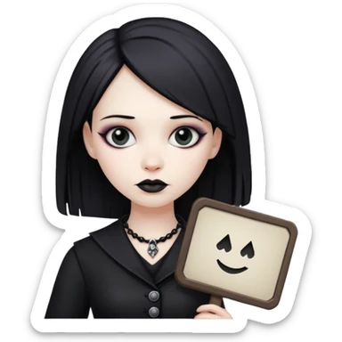 goth woman with  sign sticker