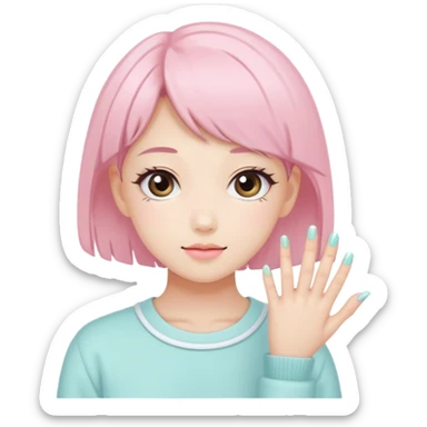 Minimalist kawaii female nail artist, standing alone, simple and clean design, pastel colors, delicate and charming, high-resolution, single subject only sticker