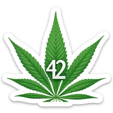 number 420 prominently in the foreground with a cannabis leaf in the background sticker