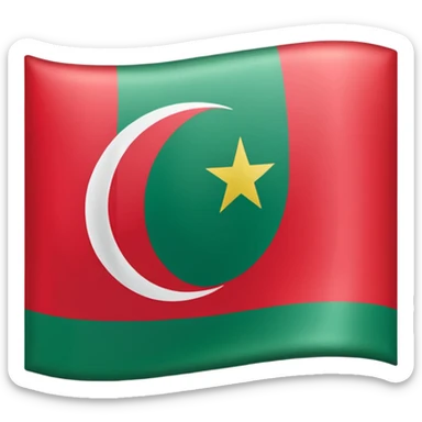 flag with Portugal green and red background, Turkish crescent moon and star in center, iPhone emoji style sticker