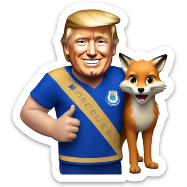 Donald trump as a Leicester supporter with fox  sticker