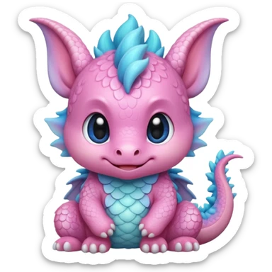 A cute kawaii blushing chibi baby pastel dragon sticker