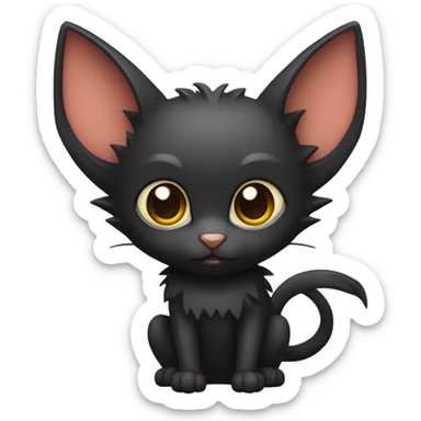 Black-Vampire-Batty-Lykoi-Cat-Fakémon-Cat With Bat-wings for ears sticker