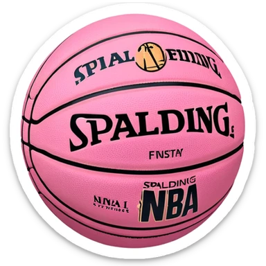 minimalist pink Spalding basketball with simple NBA logo, subtle colorful details, clean design sticker