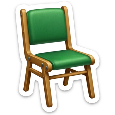 a chair with a green seat sticker