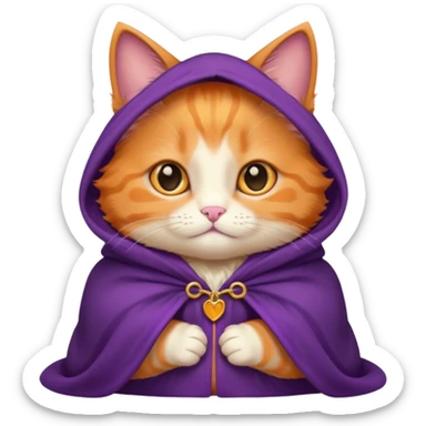 baby orange cat in purple cloak sticker