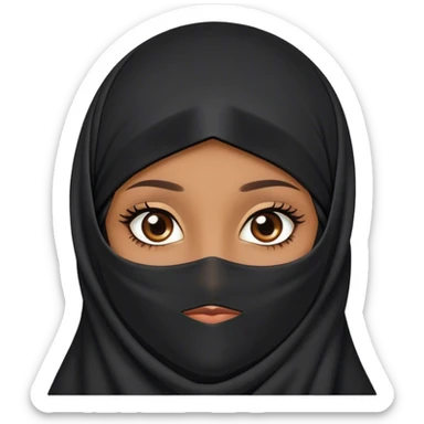 brown girl wearing niqab long eyelashes  sticker