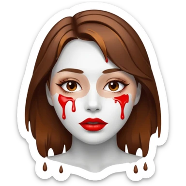 Brown Hair, Woman, white paint drip, face, hot, Sexy, lips sticker