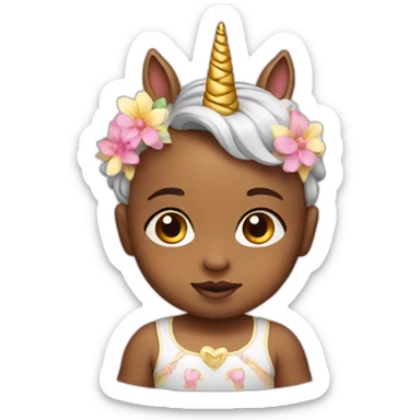 Baby with unicorn headband sticker