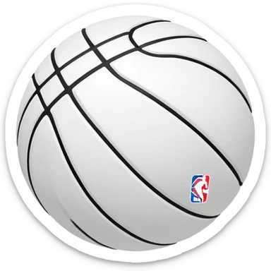 minimalist white Spalding basketball with simple NBA logo, few colorful lines, clean design sticker