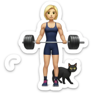 Powerlifter weighting a cat sticker