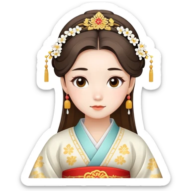 Beautiful girl wearing Hanfu wedding dress sticker
