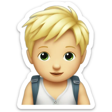 Blond Baby boy with toucan sticker