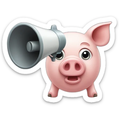 face of a pig talking into megaphone sticker