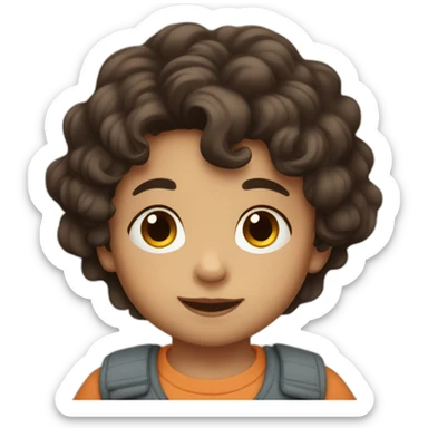 Toddler boy with wavy dark hair and brown eyes sticker