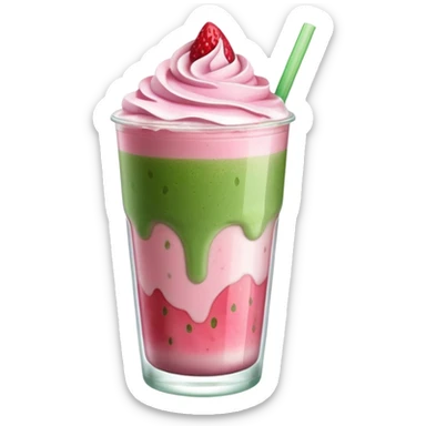 iced strawberry matcha latte sticker