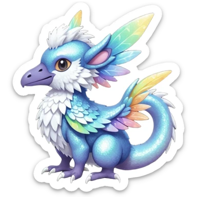 Randomly-colored gradients-colored cute fuzzy realistic glittery Randomly-faerie-drake-colored sparkly exotic drake-Silvally-Trico-Fakémon-creature sticker