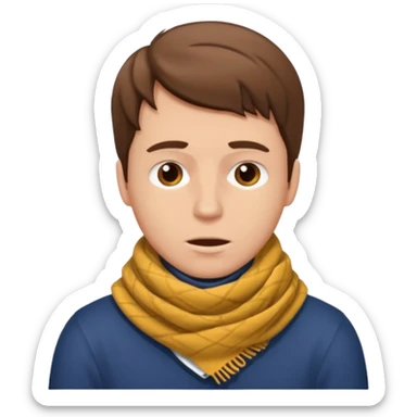 Sore throat for white brown hair guy
No fever - scarf sticker