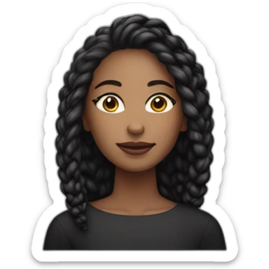 Femme au cheveux lisse noir et à la peau blanche qui porte un pull noir sticker