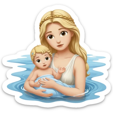 greek goddess dipping baby in river sticker