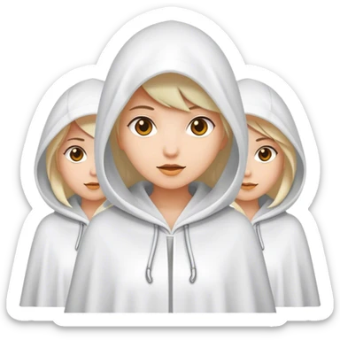 3 women in white hooded cloaks sticker