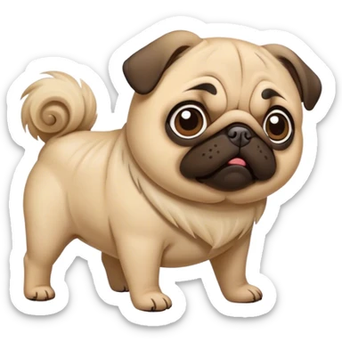 Pug in the wind sticker