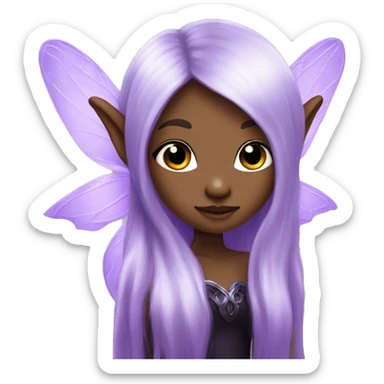 cute lilac black elf fairy with long hair sticker