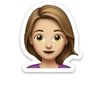 caucasian brown-haired woman with a laptop sticker